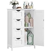 VASAGLE Storage Cabinet with Drawers, Freestanding Floor Cabinet with Door, 11.8 x 21.7 x 32.3 Inches, Adjustable Shelf, for 