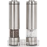 Latent Epicure Battery Operated Salt and Pepper Grinder Set (Pack of 2 Mills) - Complimentary Mill Rest | Bright Light | Adju
