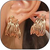 Chunky Gold Hoop Statement Earrings for Women,Irregular Geometry Twisted Triangle Drop Dangle Earrings Party Dainty Jewelry Accessories Gifts