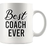 Panvola Best Coach Ever Coach Gift Sports Gym Instructor Trainor Teacher Team Manager Mentor Appreciation Football Soccer Basketball Novelty Drinkware Ceramic Coffee Mug 11 oz White