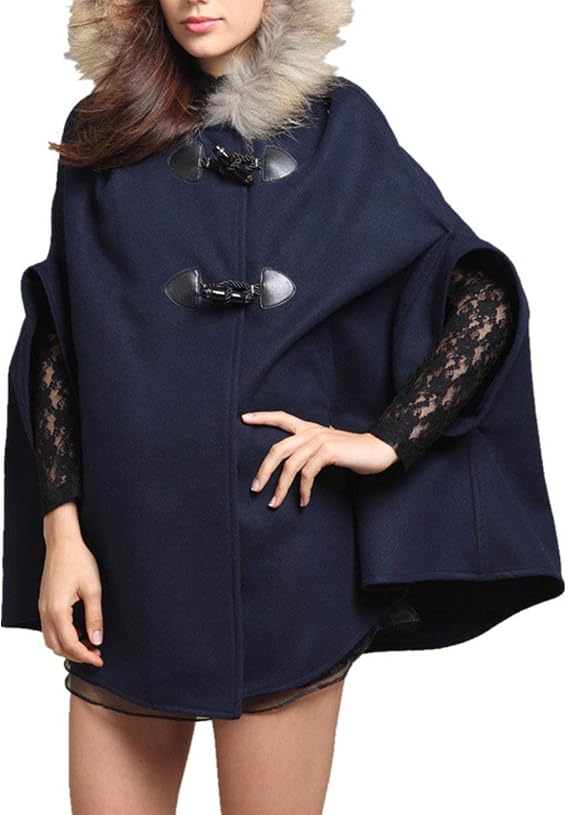 Poncho Damen Winter Mit Kapuze