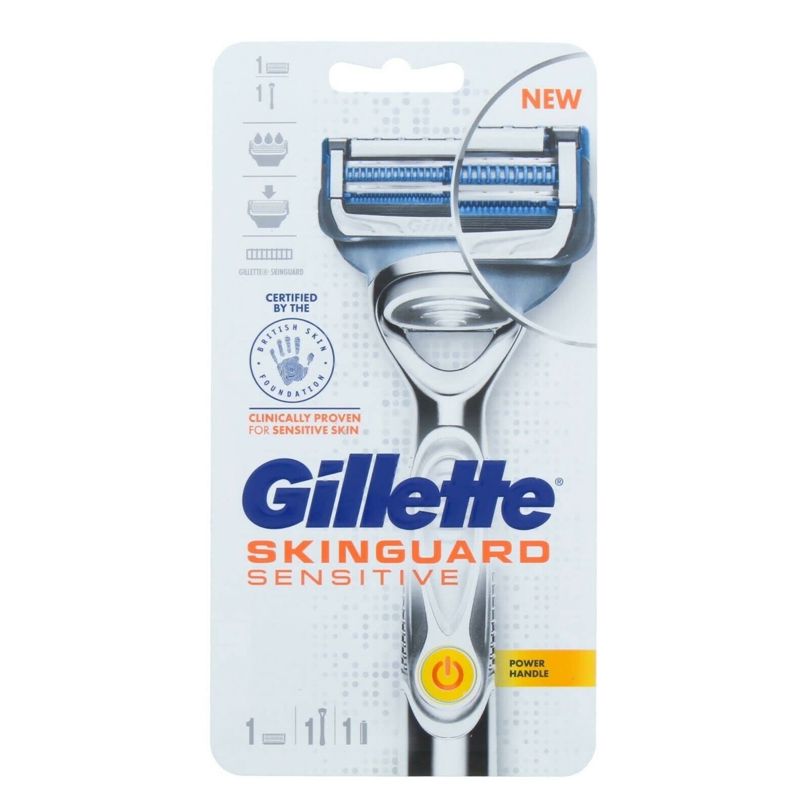 Gillette Contemporary White Plastic Sensitive SkinGuard Razor, 2 Blades, 1 Count, Men's Unisex-Adults
