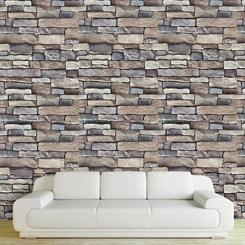 chinatera Peel and Stick Tile Kitchen Backsplash Sticker Aluminum Foil Mural Mosaic Wallpaper Waterproof Removable High Temperature Resistant Self-Adhesive, 18" X 39" (Brick)