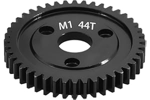 QLOI-LEUE M1 Spur Gear 1.0 Metric Pitch 44-Tooth, 30T 32T 34T 36T 38T 40T 42T 44T 46T 48T 50T 52T Spur Gear Mod 1 for TRAXXAS Slayer Pro 4X4 Revo 3.3 ARRMA HPI HOBAO LOSI, Hardened Steel Upgrade Part Gear (44T)