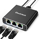 Ethernet Splitter 1 to 3 1000Mbps, Dockteck Internet Cable Splitter | 1 in 3 Out High Speed Switch Network Gigabit for LAN RJ45 Port Router Switch Work with Cat5/5e/6/7/8 Cable(Black)