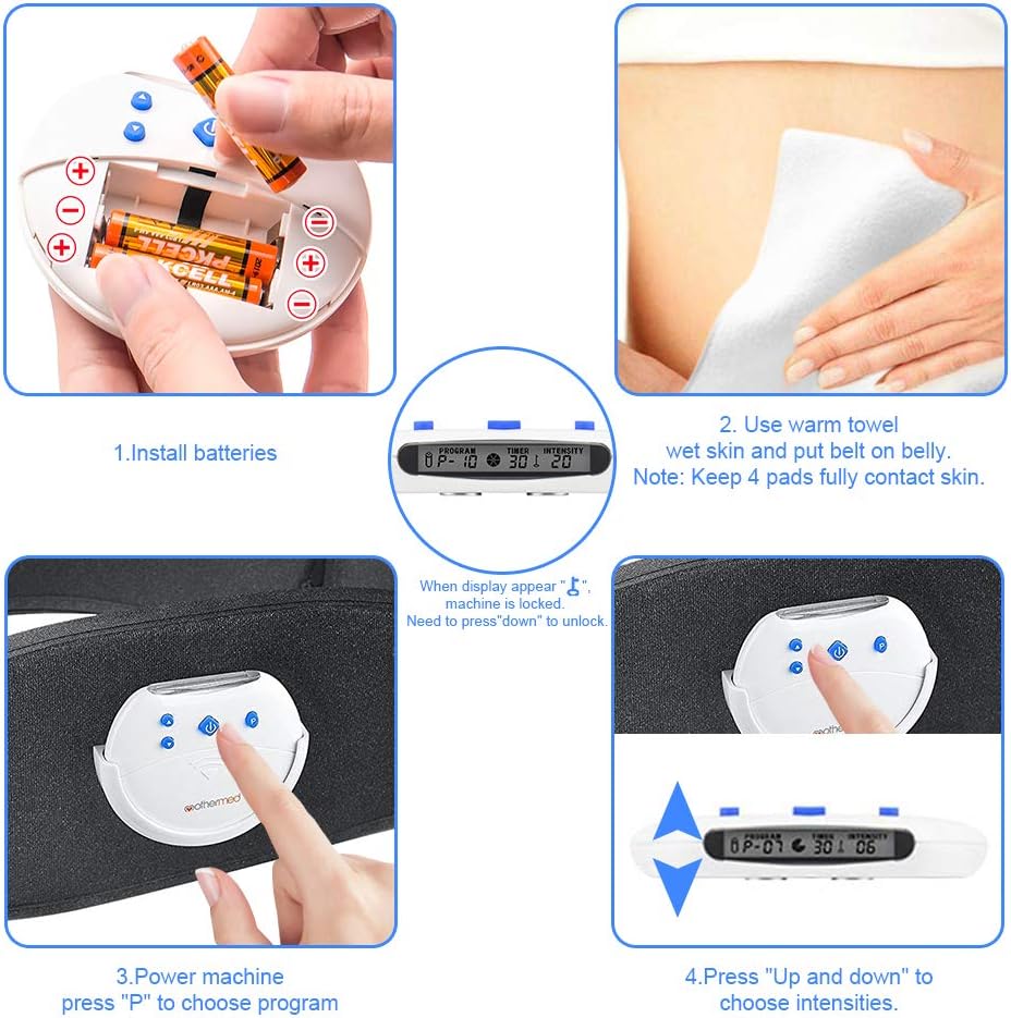 mothermed Abdominal Muscle Toner Abs Stimulator EMS Fitness Belt Electronic Waist Trimmer Slim Flat and Stomach Workout Toning Massager Trainer Belt for Men and Women Arm Abdomen Thigh Leg Butt : Sports & Outdoors