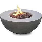 Modeno Roca Propane Fire Pit Table, Round Cast Concrete, 34 x 34-in | Includes Lava Rocks, Outdoor Patio and Backyard Use, Modern Design, Warm Gathering Space 45,000 BTU