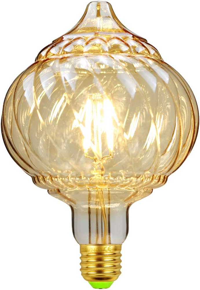Tianfan LED Bulbs Vintage 4W Warm White 2500Kelvin Big Globe Crystal Led Bulb 220/240V Edison Screw E27 Base Specialty Decorative Light Bulb G125 (Lantern) - Image 5
