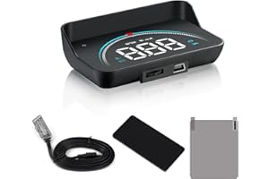 SHELITA Speedometer Heads Up Display Car HUD M8, OBD Digital Speed, Engine RPM, KM/MPH Switch, Water Temperature, Voltage, Satellite Numbers, Driving Distance, Multi-alarm, etc for All Cars After 2007