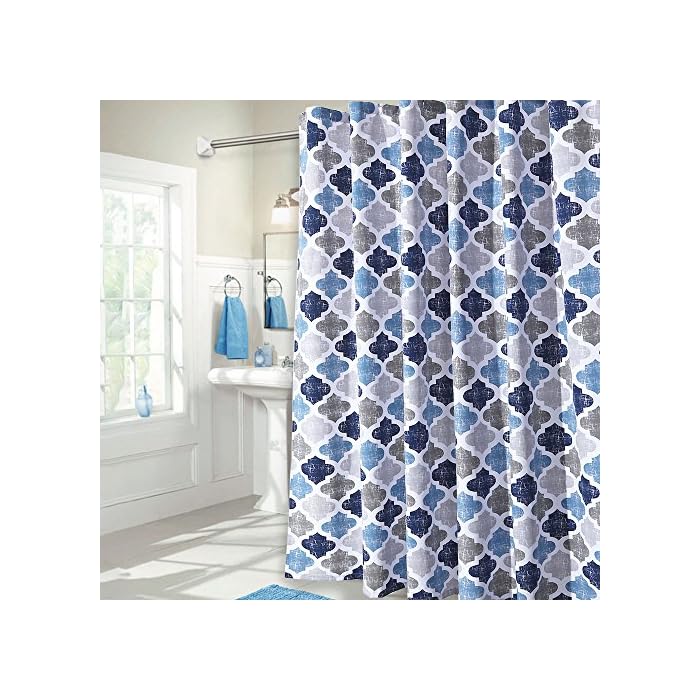 Haperlare Quatrefoil Fabric Shower Curtain, Geometric Pattern Shower