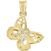 Jewels By Lux 14k Yellow Gold Womens Cubic-Zirconia Butterfly Charm Pendant