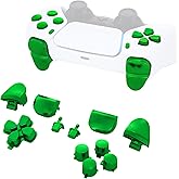 eXtremeRate Replacement D-pad R1 L1 R2 L2 Triggers Share Options Face Buttons, Chrome Green Full Set Buttons Compatible with ps5 Controller BDM-010 & BDM-020