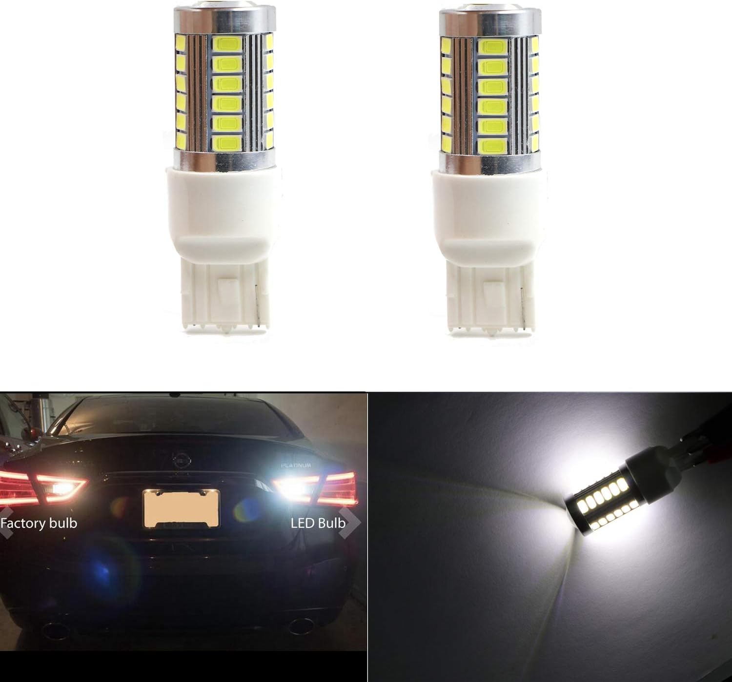 Super Bright T20 White LED Light Bulb 7440 W21W LED Bulbs for Reverse Light, Back Up Light, Tail Light, Fog Light, Turn Signals Light, Tail Lights, Side Marker Light