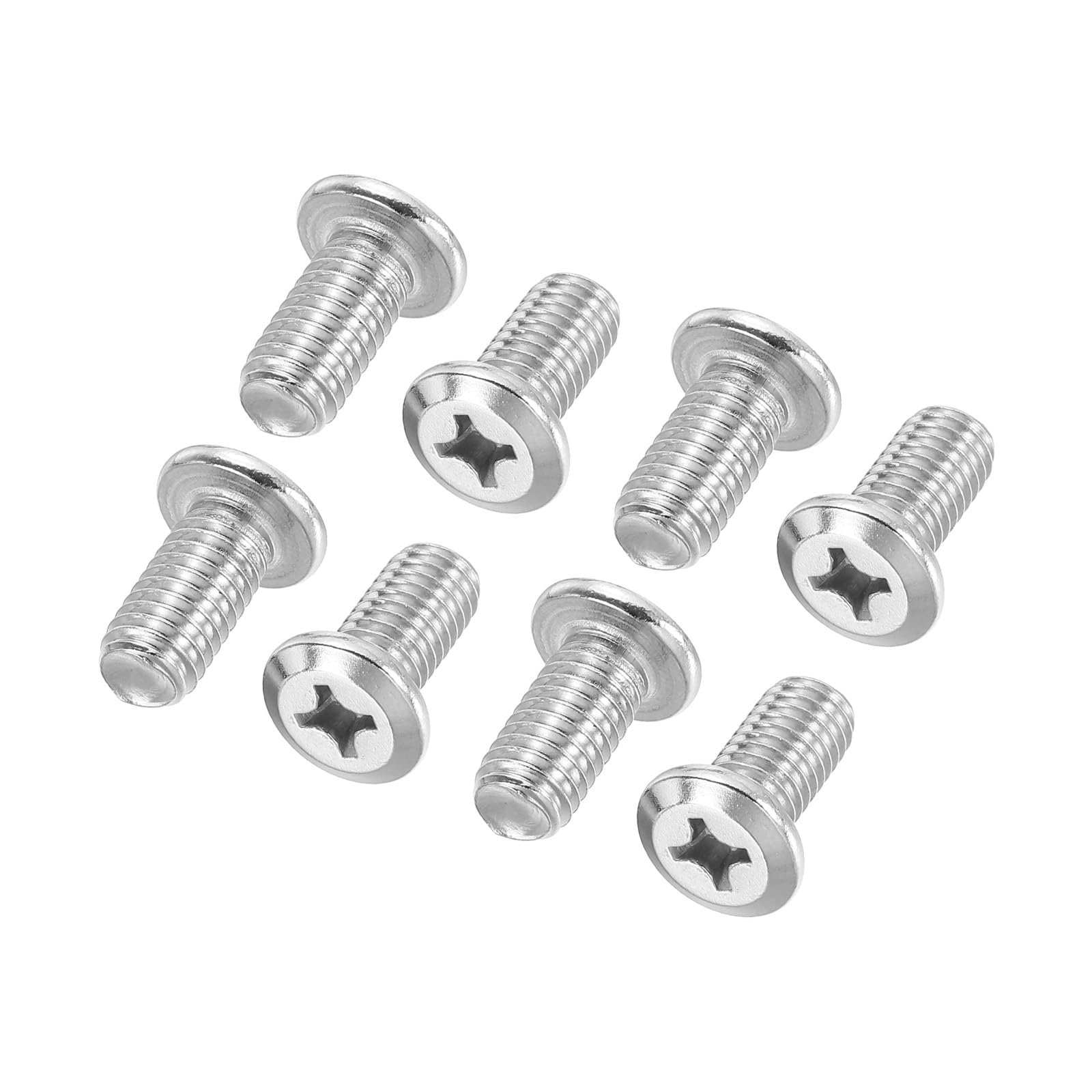 PATIKIL Flat Round Head Phillips Screws, 8 Pack M8-1.25 x 16mm Binding Screws 304 Stainless Steel 18-8 Full Thread, Phillips Drive Machine Screw Furniture Screw Connector Bolts