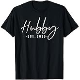 Hubby Est 2025 Just Married Honeymoon Husband Wedding Couple T-Shirt