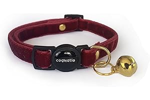 Cognatio Safety Quick Release Cat Collars,Double Velvet with Bell Available in a Range Colors,Perfect for Your Kitty, Adjustable 20-30 cm (20-30cm, Claret Red)