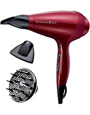 Remington AC9096 Asciugacapelli Professionale Silk, 2400 W, Griglia Interna in Ceramica Infusa dalle Proteine della Seta, Rosso