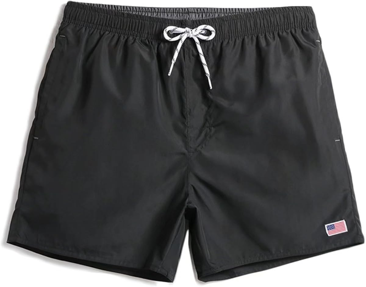 Mens Slim Fit Quick Dry Short Swim Trunks with Mesh Lining Solid Color