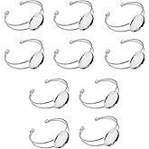 MIAO JIN 10 Pcs 25 mm Adjustable Round Cabochon Bezel Tray Blank Bangle for Crafting DIY Bracelets Making(Silver)