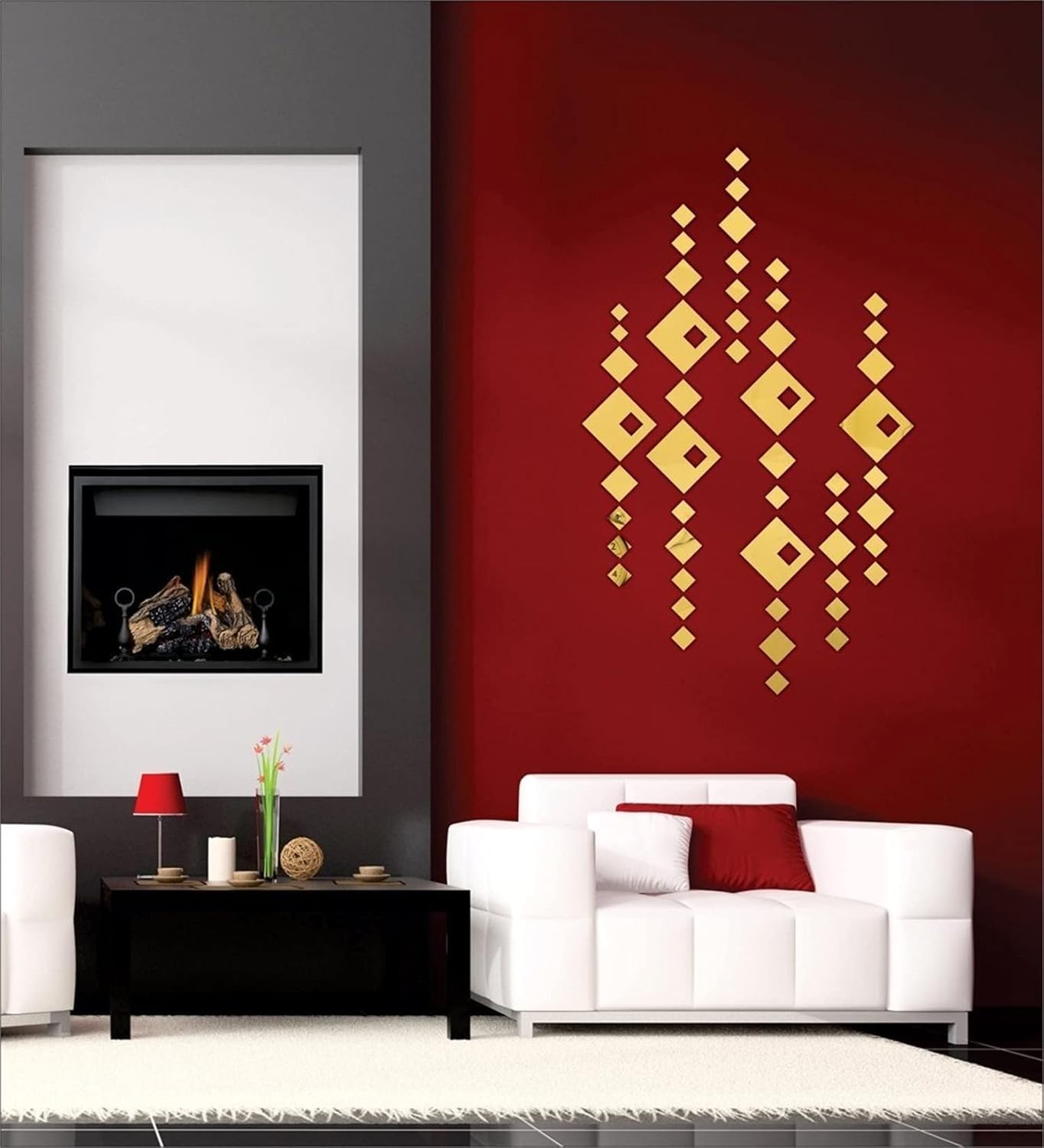 Buy Atulya Arts 50 PCS Diamond Pattern Acrylic Mirror Wall Sticker