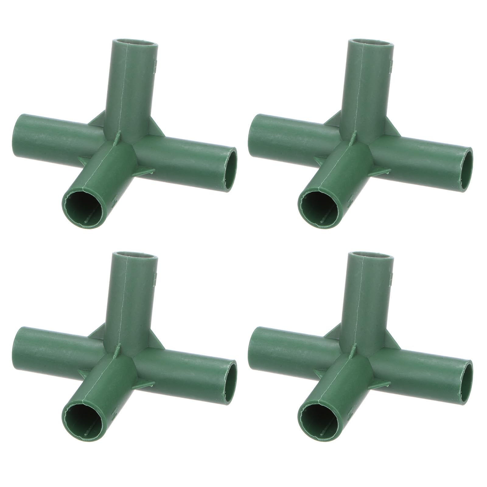 M METERXITY 4 Pcs 16mm Greenhouse Frame Building Connectors, 4 Way Obtuse Pipe Fitting for Grape Trellis/Sunscreen Shed/Gardening Plant Stakes, Greenhouse Accessories [Green]