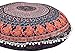 GANESHAM Indian Boho Decor Round Mandala Pillow Throw Mandala Tapestry Hippie Round Seating Pouf Ottoman, Mandala Floor Pillow 32x32 (Blue & Red)