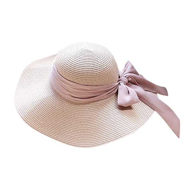 Dtuta HüTe Damen Elegant,FischerhüTe MäDchen,Sommer, Strohhut, Faltbar, Sonnenhut, Sonnenschirm, Fischerhut, Seide, Bogen, Zy