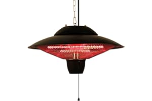 Ener-G+ Indoor/Outdoor Ceiling Electric Patio Heater, Black, 700-1500 Watts