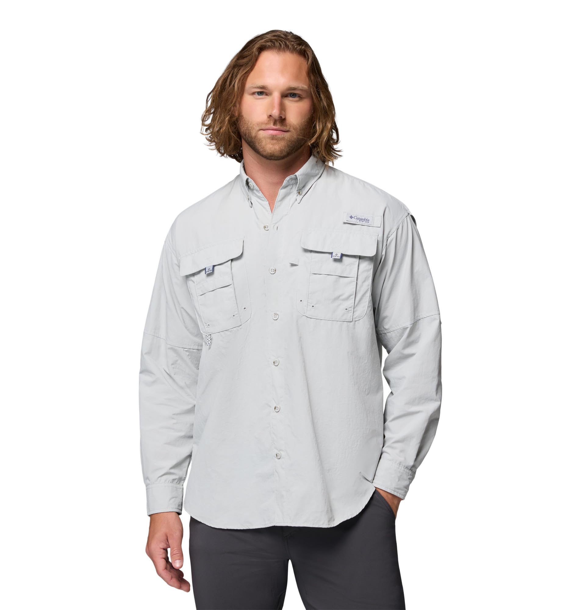 Columbia Mens PFG Bahama II Long Sleeve Fishing Shirt, Cool Grey, 4X Image