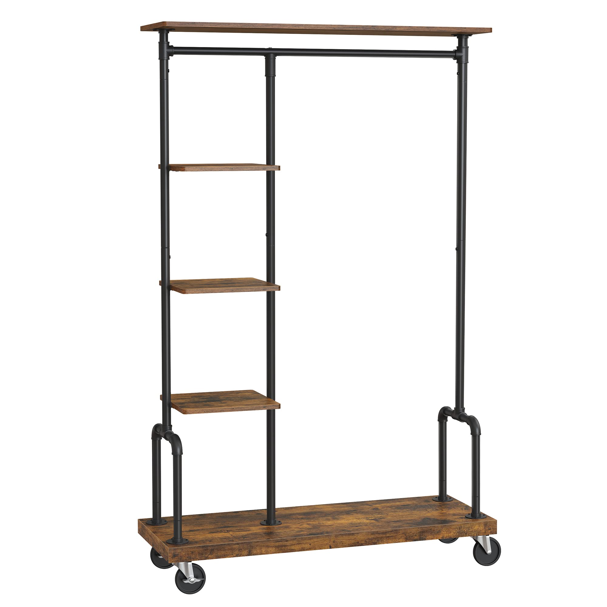 Photo 1 of ******PARTS******VASAGLE Clothes Rack, Clothing Garment Rack on Wheels, Rolling Clothes Organizer with 5-Tier, Industrial Pipe Style, Rustic Brown UHSR66BX