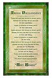 Irish Philosophy Tea Towel with a Green Boarder with Gold Celtic Design