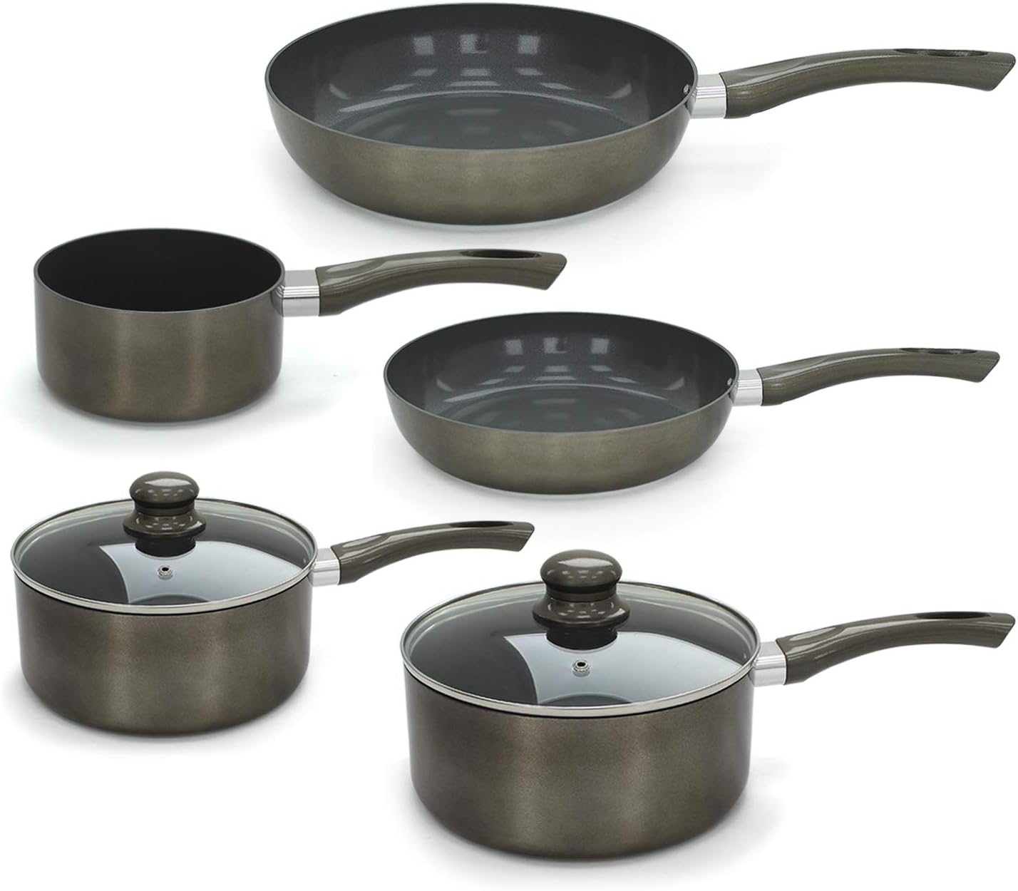 7 Piece Titanium Pro Pan Set Nonstick Ceramic Saucepan Frying Cookware