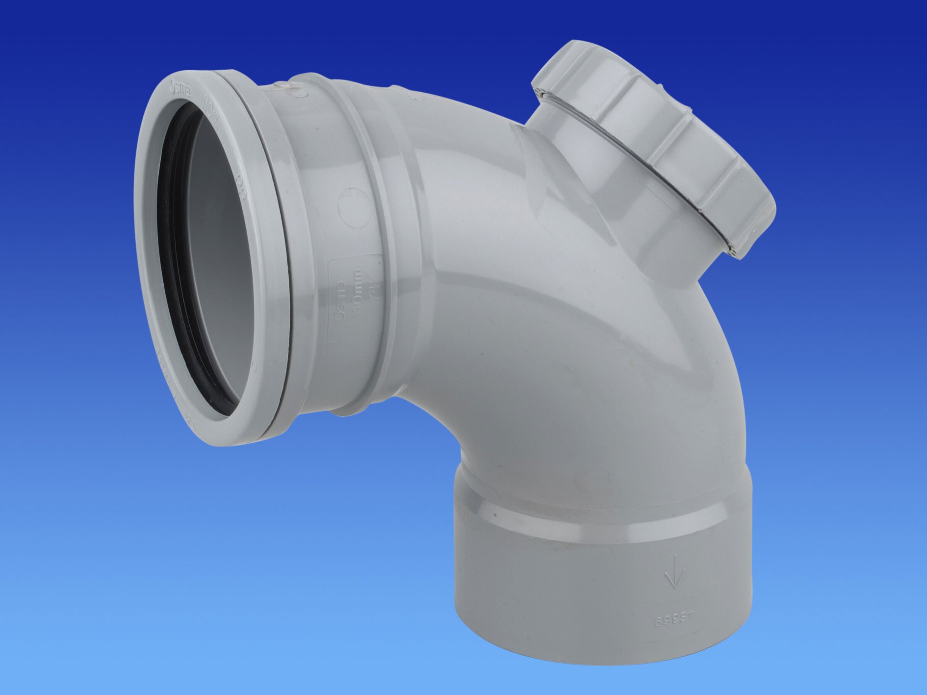 Wavin OSMA 110mm SOIL 4S369 S/SW Access Bend - 87.5 deg Grey