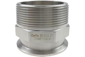 Geife 2" Tri Clamp to 2" Male NPT Adapter Sanitary Tube Fitting 304 Stainless Steel (2"NPTx2"TC)