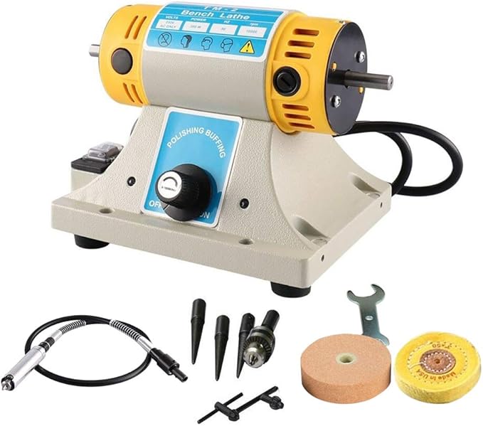 Jewelry Rock Polisher with Polishing Pads Grinder Bench