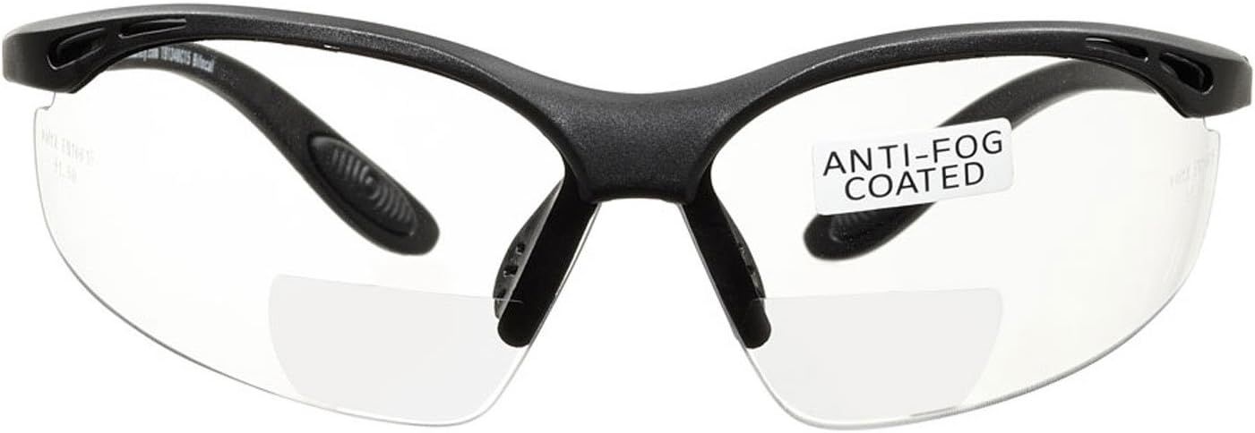 voltX 'CONSTRUCTOR' BIFOCAL Reading Safety Glasses (CLEAR +1.5 Dioptre) UKCA & CE EN166F certified/Cycling Sports Glasses include's safety cord + UV400 anti-fog coated lens