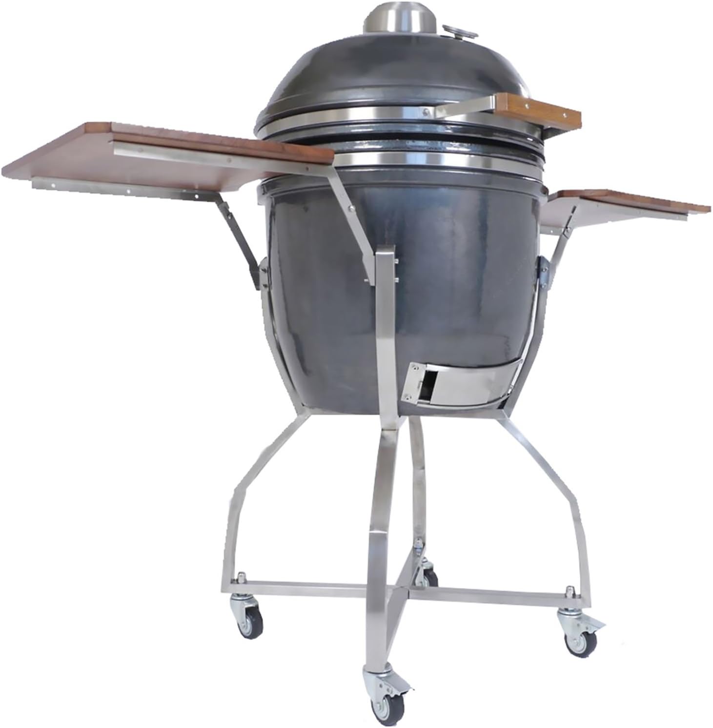 Hanover Grills HAN191KMDCS-GM Kamado Style Ceramic Cart & Shelves, Gun Metal, 19" Grill