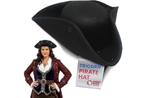 Nicky Bigs Novelties Adult Colonial Tricorn Pirate Hat 3 Cornered Cocked Cap For Cosplay Halloween Costume Accessory