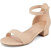 K KomForme Girls Sandals Low Heels Dress Pump Ankle Strap Open Toe Wedding Party Shoes(Toddler/Little Kids/Big Kids)