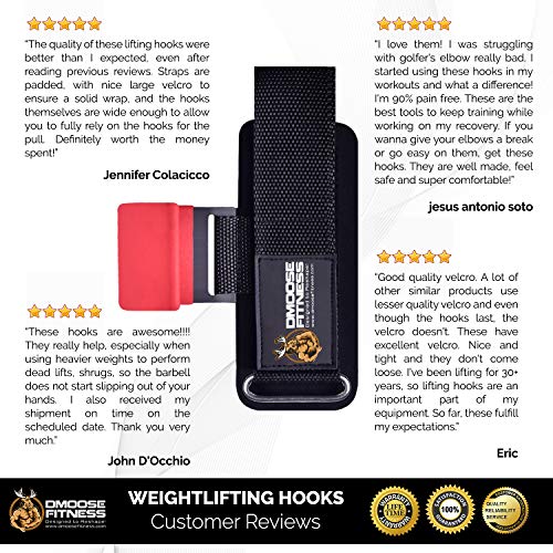 DMoose Fitness Hook Grips for Weight Lifting, Powerlifting, Workouts or Crossfit, Thick Gloves Wrist Support Neoprene Padding, Non-Slip Bar Security, Adjustable Heavy-Duty Straps - Thumbnail 4