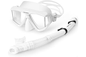 YIMSERK Snorkeling Gear for Adults, Anti-Fog 4-Window Snorkel Mask and Dry Top Snorkel Set, Adult Snorkel Set with Panoramic View, Soft Silicone, Mesh Bag for Scuba Diving, Swimming, Travel