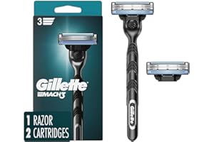 Gillette Mach3 Razor for Men, 1 Razor Handle + 2 Blade Refills