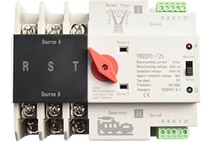 ZYNCUE Dual Power Automatic Transfer Switch, 125A 220V AC, 2P PC Grade, for Generator Backup Power and Mains Supply 3P 125A 4