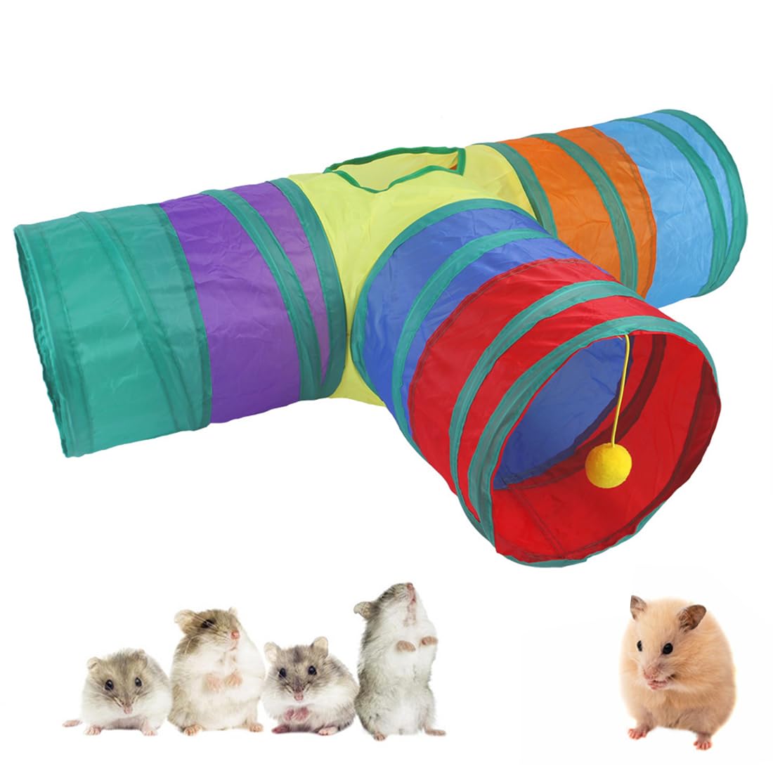 XUKZIMA 1 Pcs Guinea Pig Tunnel Guinea Pig Toys Hamster Tubes And Tunnels Kit Hanging Tunnel For Small Animals Collapsible Tee Tunnel Toy Tube (colorful)