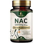 NAC Supplements N-Acetyl L-Cysteine (NAC) 1200 mg - NAC Supplement for Lung Health & Immune Support, Liver Support & Antioxidants, Freefrom N-Acetylcysteine, Gluten Free, Non-GMO, 60 Veggie Capsules