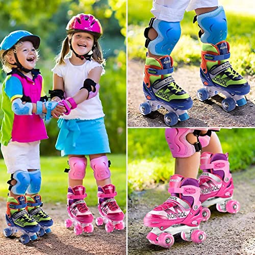 AMZOOM Roller Skates for Girls, Boys, Kids, 4 Size Adjustable Toddler