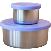 Hunnykin Stainless Steel Food Containers with Leak-Proof Silicone Lids, Set of 2, Small and Mini Size (Purple)