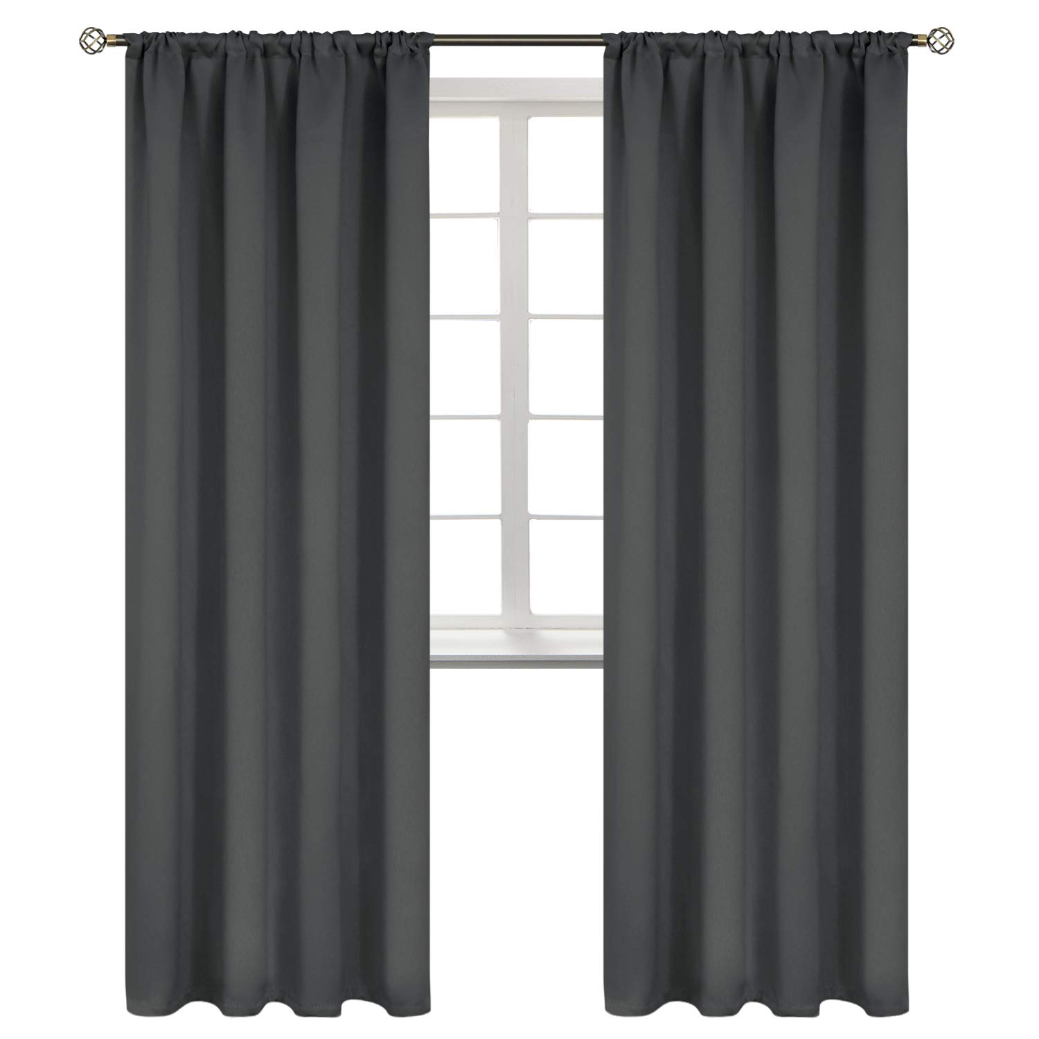 BGment Blackout Curtains for Bedroom 84 Inches Long 2 Panels Set - Rod Pocket Thermal Insulated Room Darkening Curtain Drapes for Living Room, 42 x 84 Inch, Dark Grey