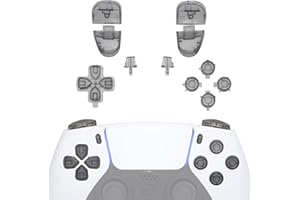 eXtremeRate Replacement D-pad R1 L1 R2 L2 Triggers Share Options Face Buttons, Clear Black Full Set Buttons Compatible with p