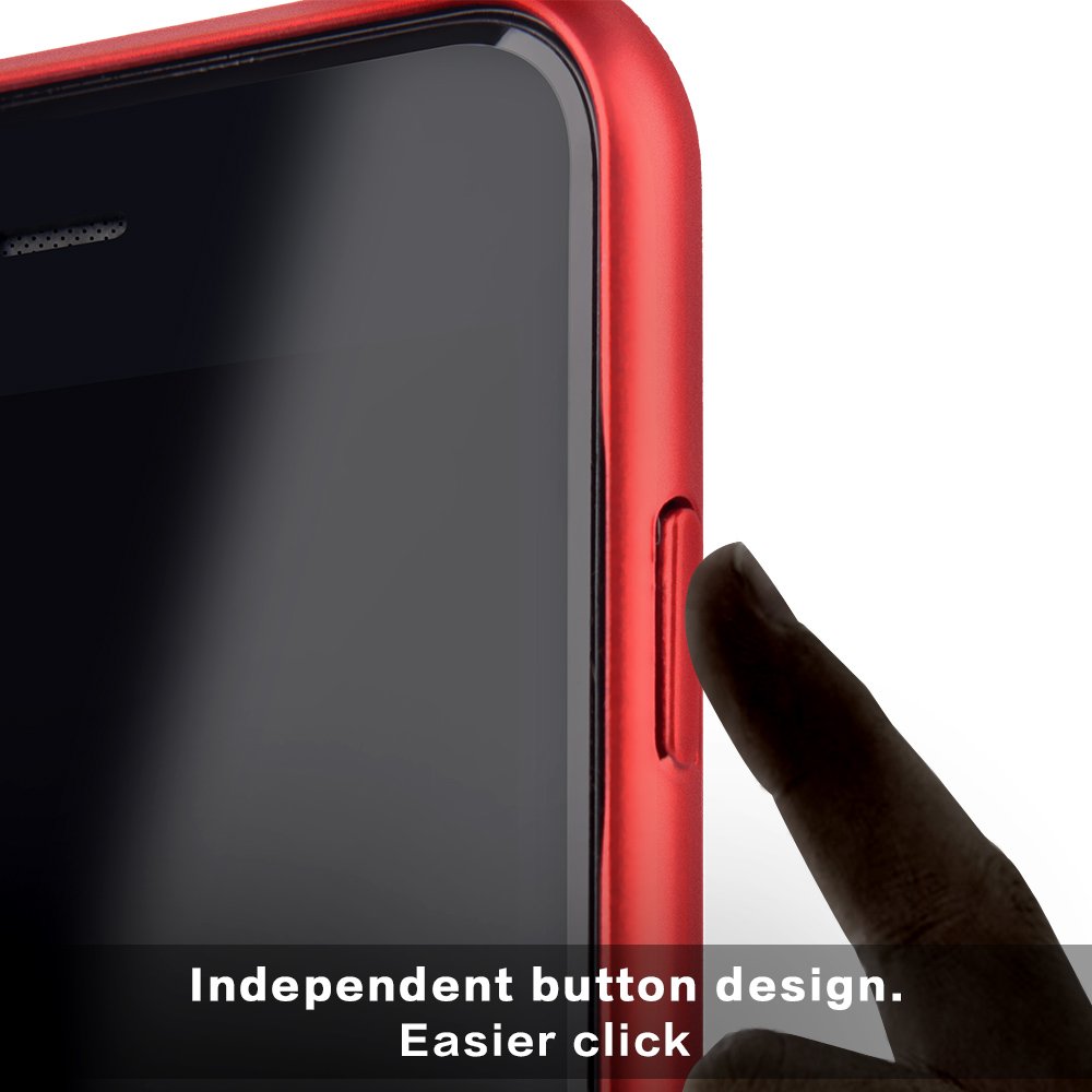 iPhone 7 / 7Plus Case, MeanLove Pro Elegent Ultra Slim Hard Case Cover for Apple iPhone 7 / 7PLus (Metal Plate Inside for Magnetic Car Mount) (Red, For iPhone 7)